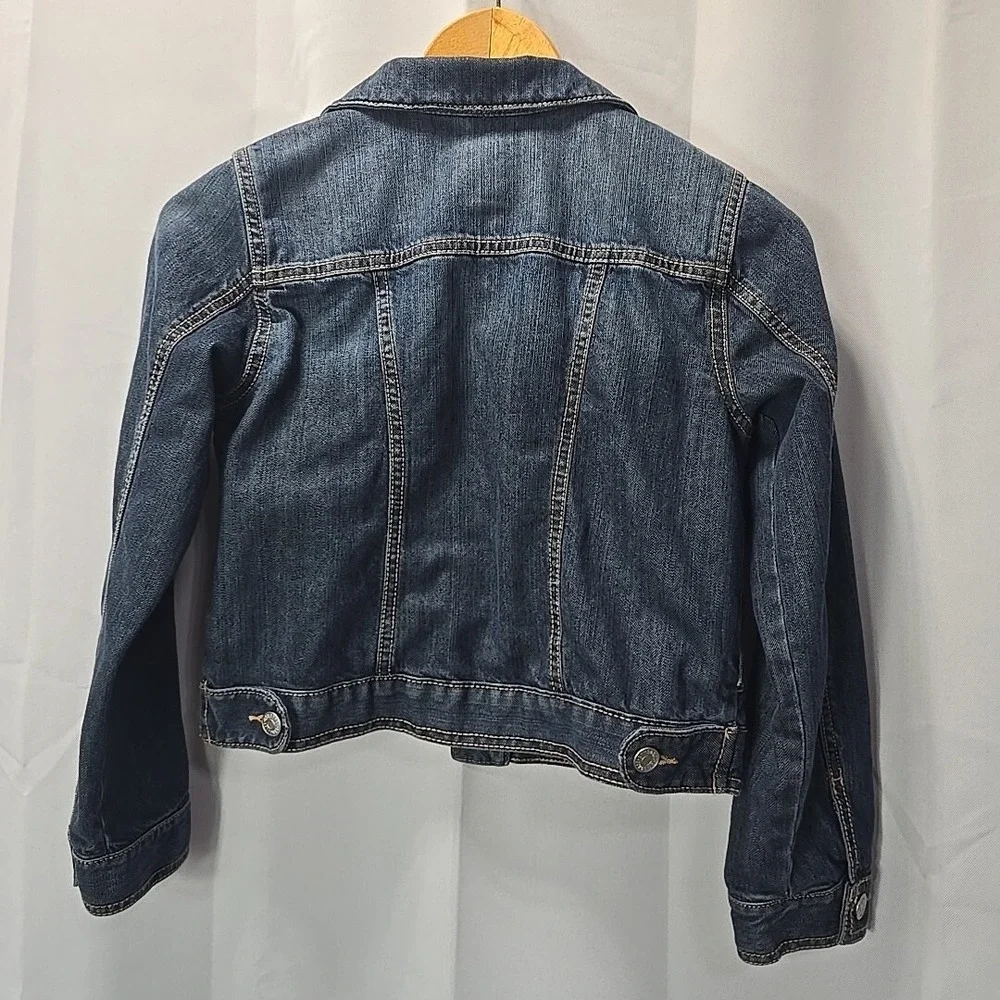 Gymboree Blue Jean Denim Jacket Kids Girls L 10-12 Dark Wash Classic Button Coat